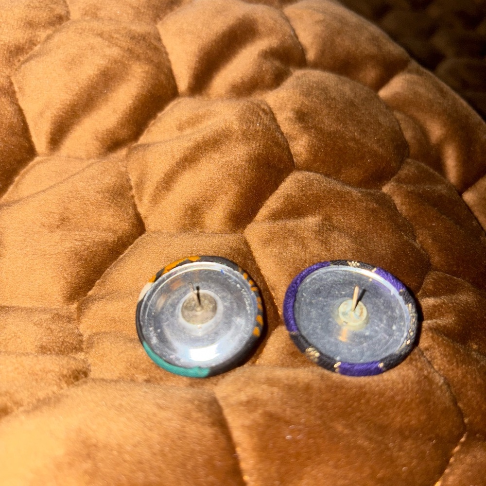 Colorful Patterned Button Earrings - Picture 2 of 2